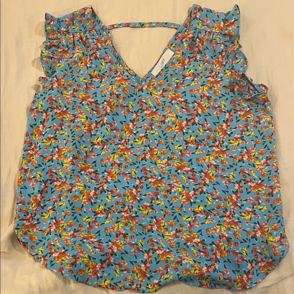 LOFT Floral Blue Blouse